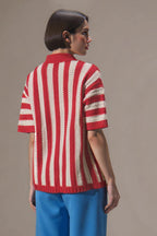 Colorblock Striped Folded Collar Knit Cardigan image 4