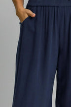 Kaia Linen Trousers detail view styled for Avrienne
