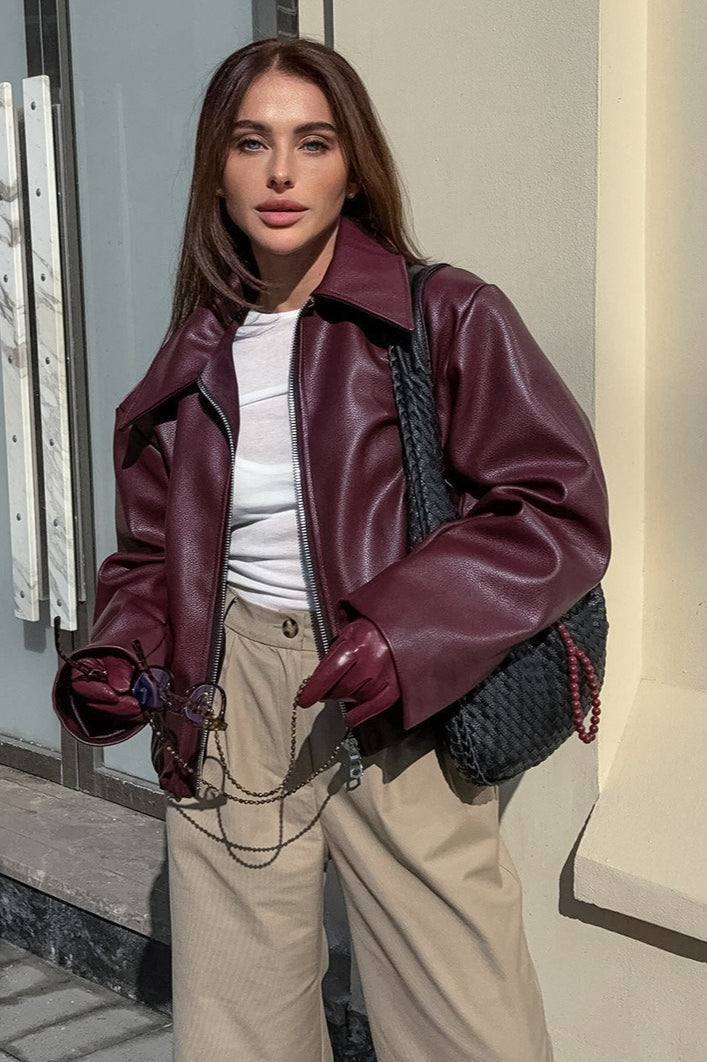 Vintage Matte Leather Biker Jacket image 2