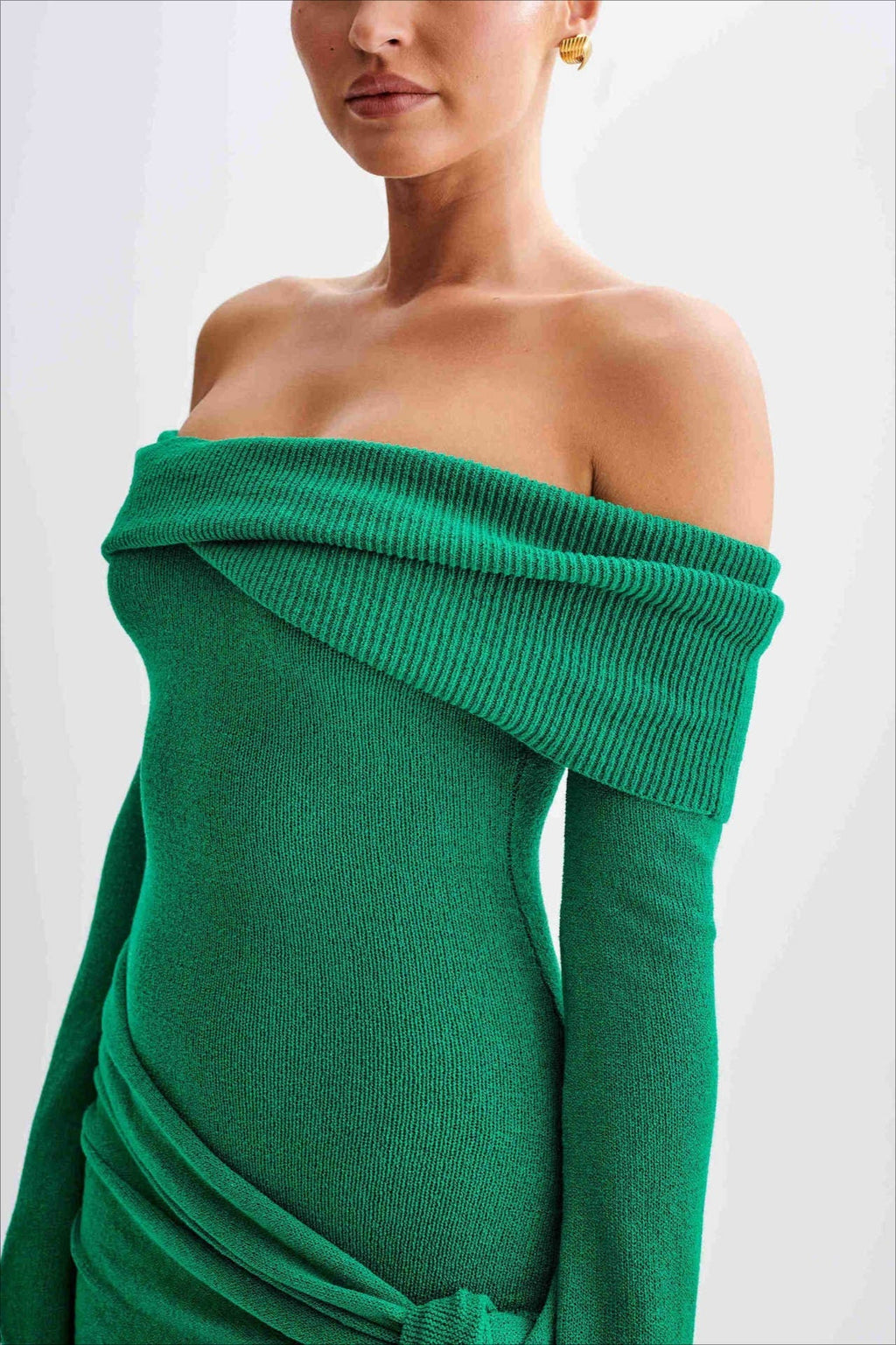 Off Shoulder Tie Knit Sweater Dress image 12