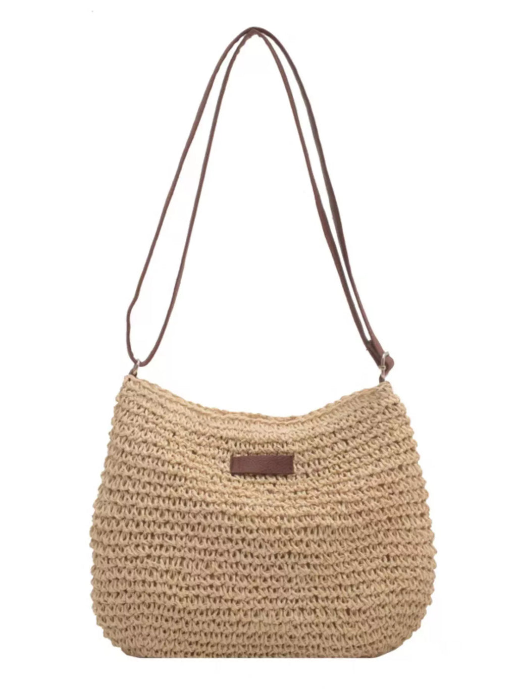 Aveline Straw Crossbody detail view styled for Avrienne