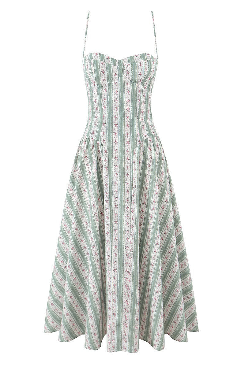 Fresh Floral Striped Cami Midi Dress image 4