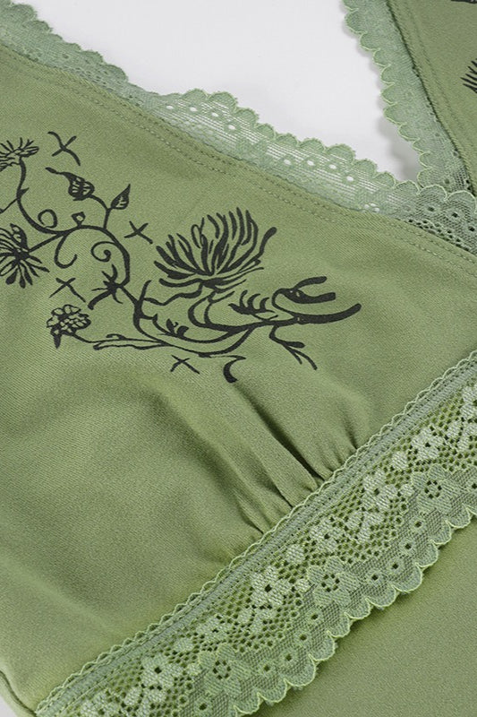Vintage Floral Print Lace Halter Top image 6
