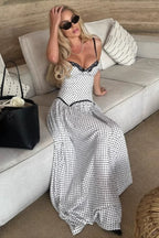 Polka Dot Spaghetti Strap Backless Fitted Bodycon Maxi Dress image 2