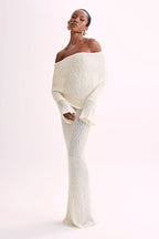 Off Shoulder One Shoulder Knit Sweater Dress image 8