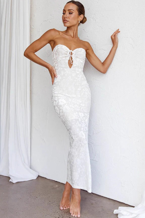 Sexy Lace Backless Strapless Midi Dress image 1