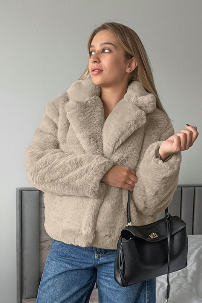 Solid Color Minimalist Fleece Loose Coat image 5