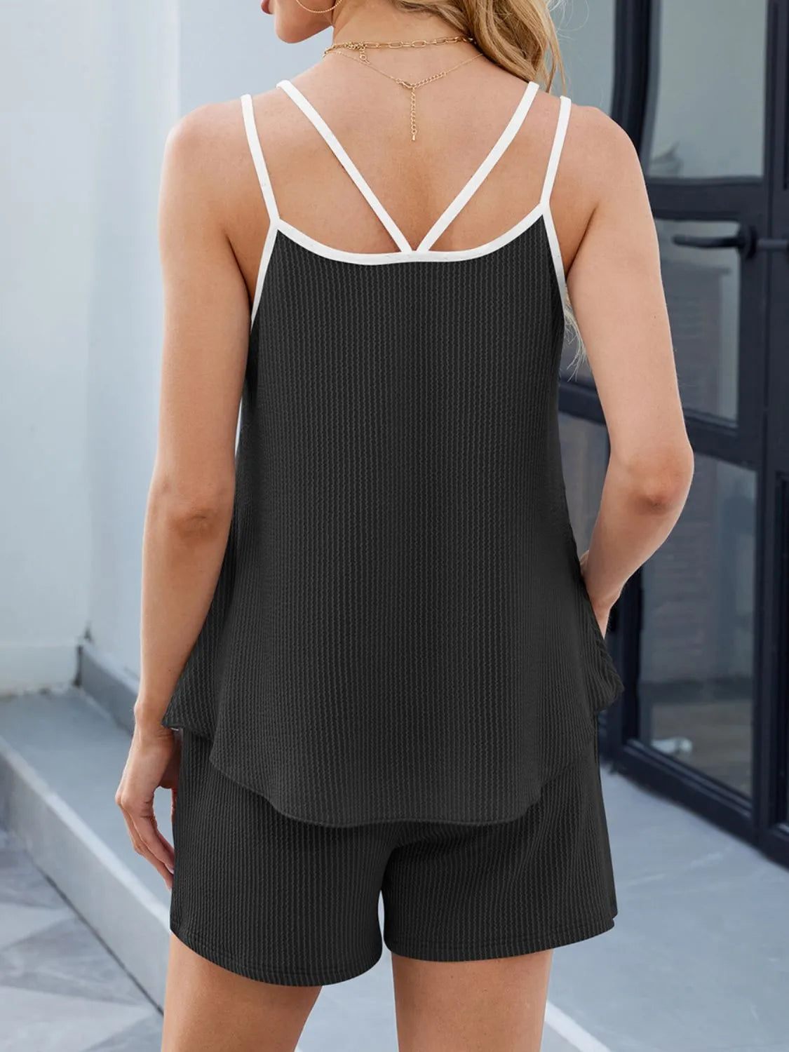 Calista Short Set detail view styled for Avrienne