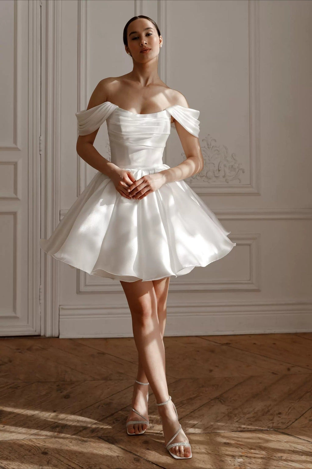 Off Shoulder Back Lace-up Short Fluffy Prom Dress image 1
