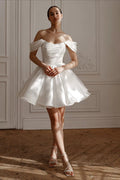 Off Shoulder Back Lace-up Short Fluffy Prom Dress image 1