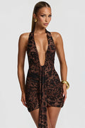 Sexy Leopard Halter Bodycon Mini Dress image 1