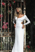 Backless Chain Long Sleeve Split Party Dress image 7