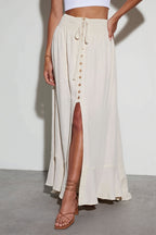Solid Color Tie Waist Casual Skirt image 4