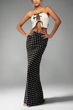 Slim Fit Polka Dot Midi Skirt image 1
