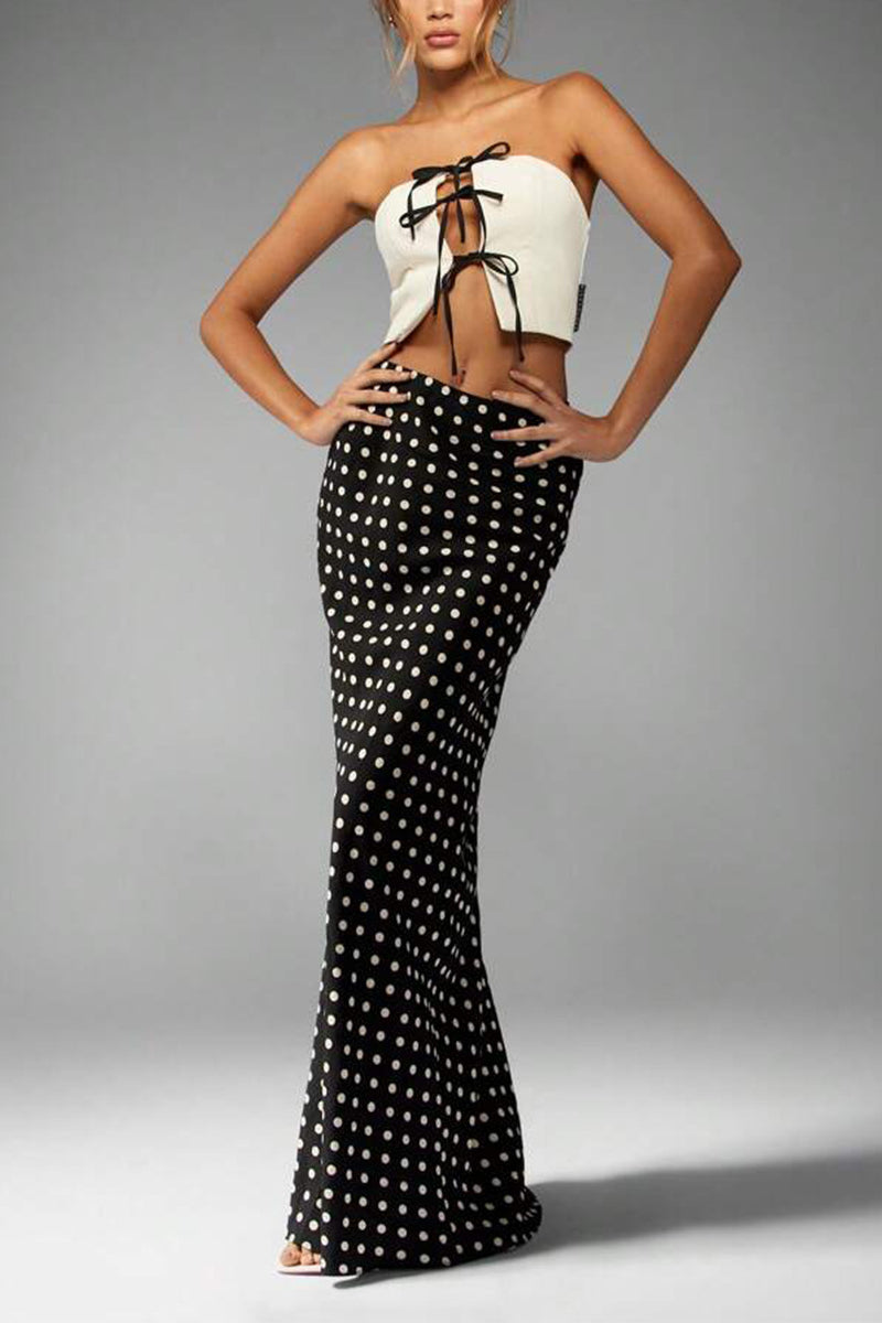 Slim Fit Polka Dot Midi Skirt image 1
