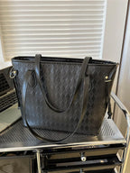 Cosette Woven Tote detail view styled for Avrienne