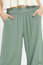 Mila Linen Trousers detail view styled for Avrienne