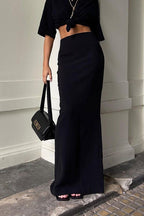 Slim Fit Black Long Pencil Skirt image 2