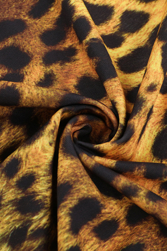Slim Fit Leopard Cowl Backless Maxi Dress image 7