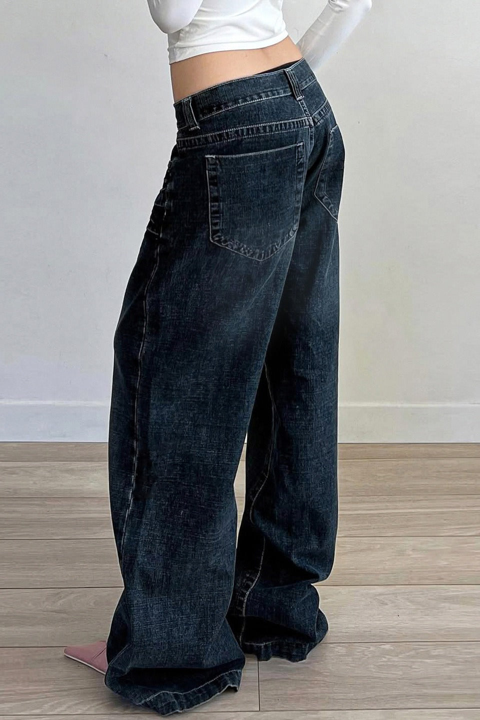 Minimal Vintage Loose Washed Black Jeans image 3