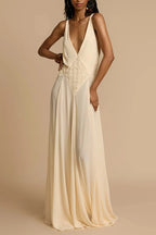 Deep V Neck Lace Patchwork Boho Dress image 13