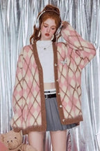 Relaxed Diamond Pattern Cardigan image 5