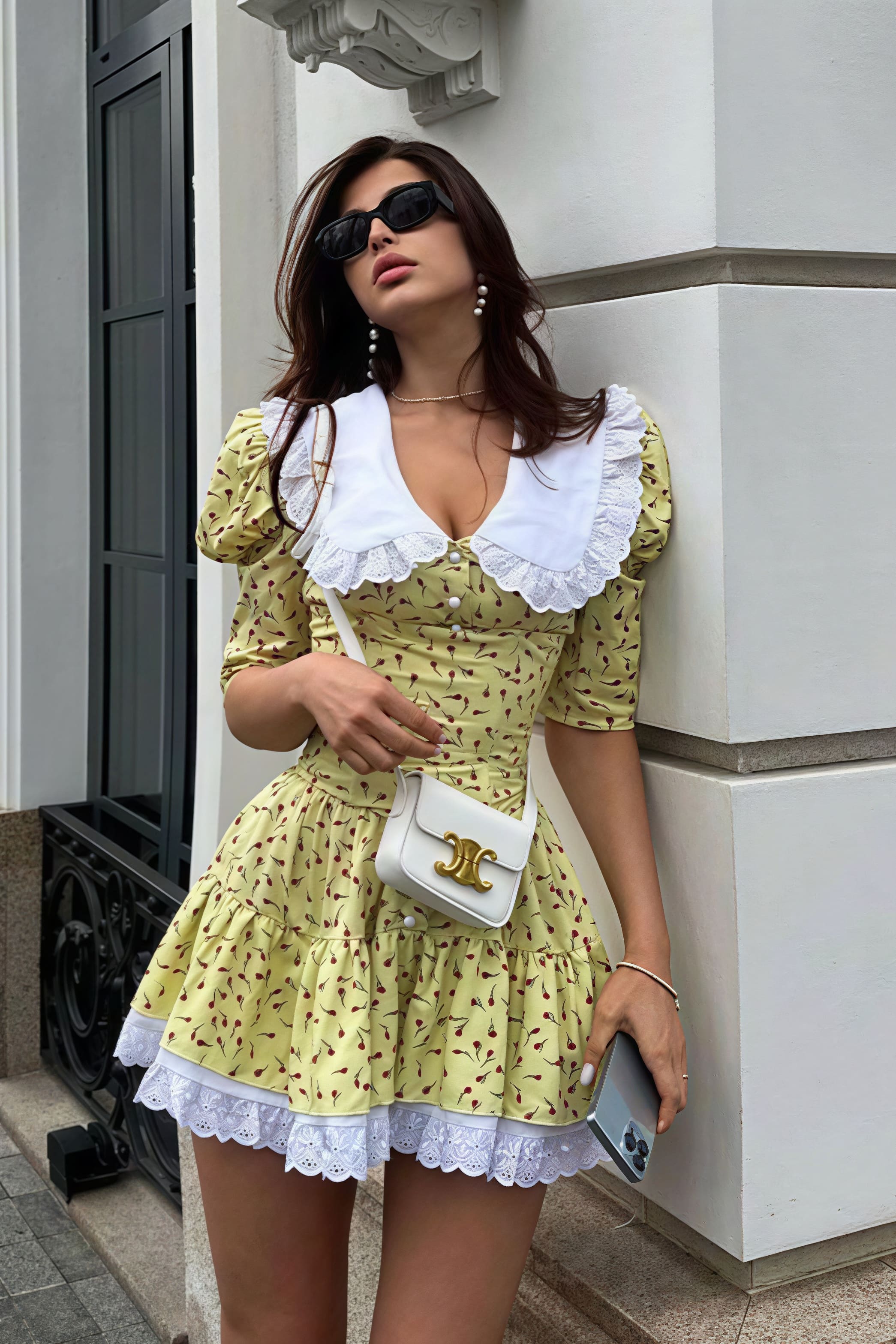 Peter Pan Collar Short Sleeve Floral Mini Dress image 1