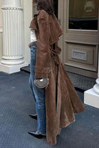 Double Breasted Tie Waist Long Elegant  Overcoat image 2