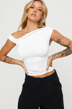 Asym Neck Ruched Slim Blouse image 5