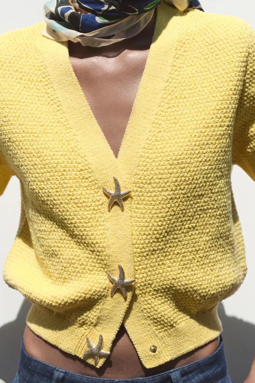 Short Sleeve Starfish Button Knit Cardigan image 11