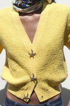 Short Sleeve Starfish Button Knit Cardigan image 2