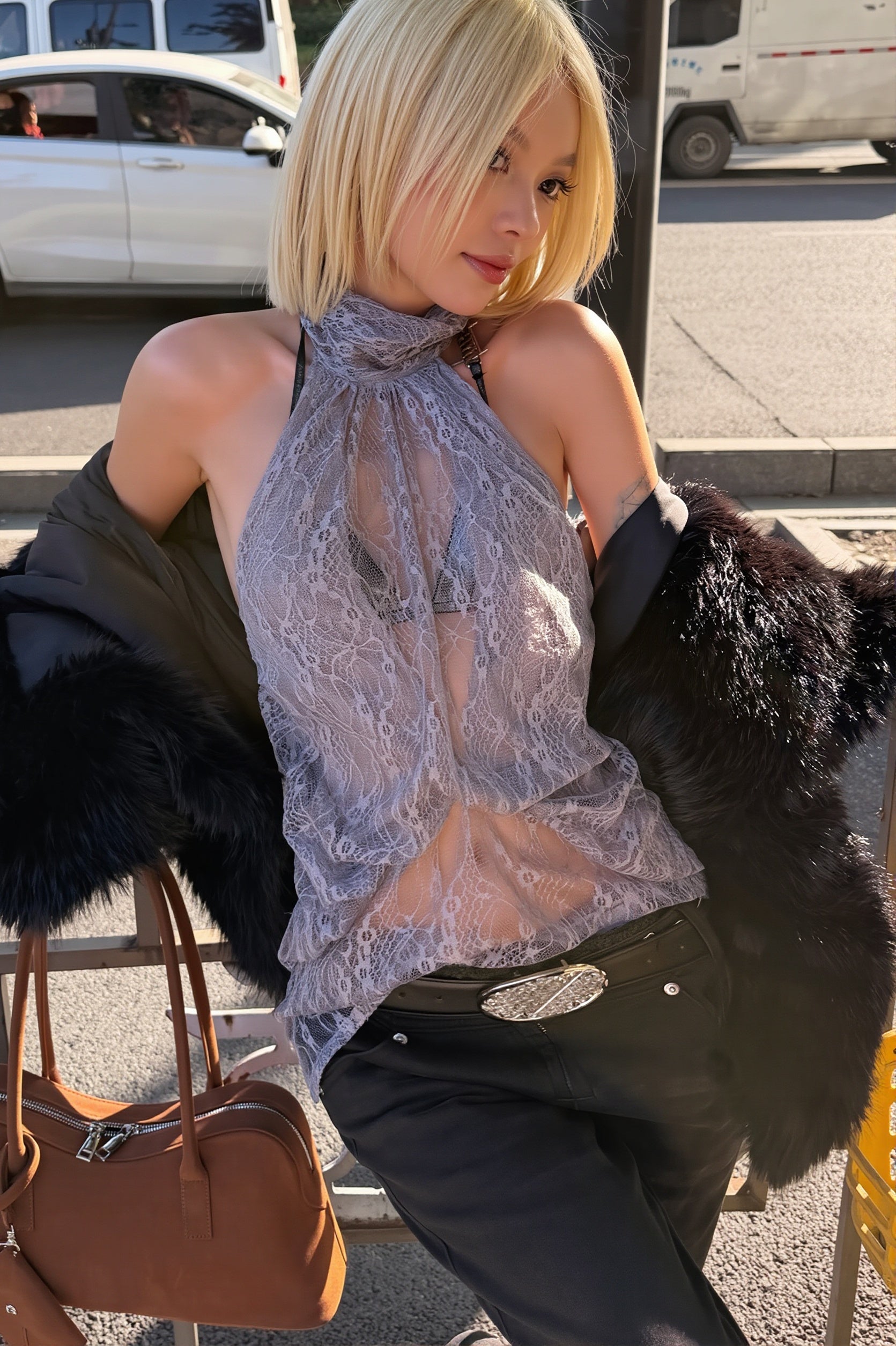 Elegant Irregular Sheer Lace alter Top image 2