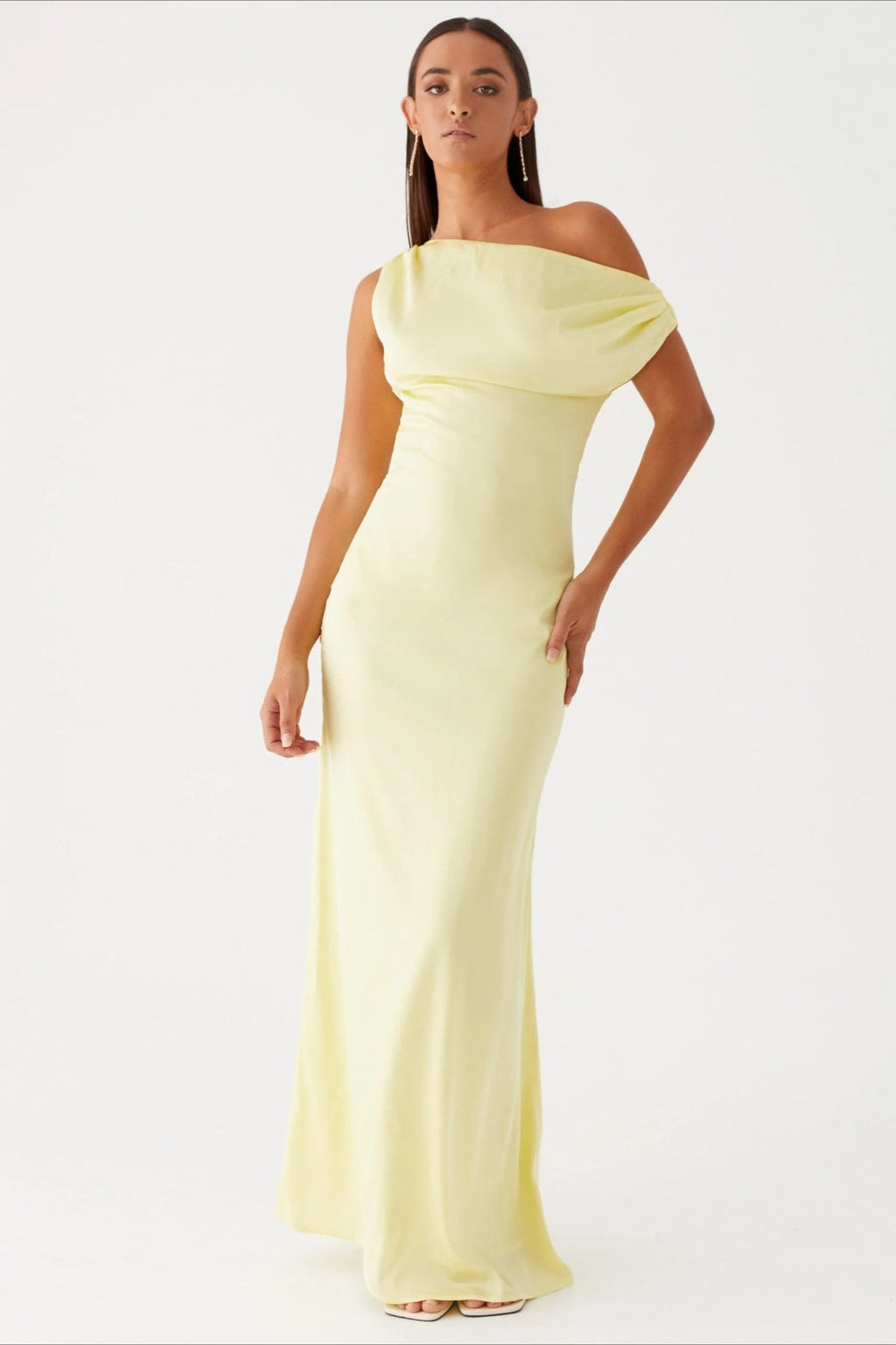 Solid Asymmetric Neckline Formal Dress image 11