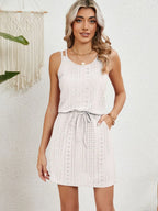 Odette Eyelet Dress detail view styled for Avrienne