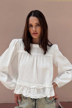 Round Neck Ruffled Ruched Loose Blouse image 1