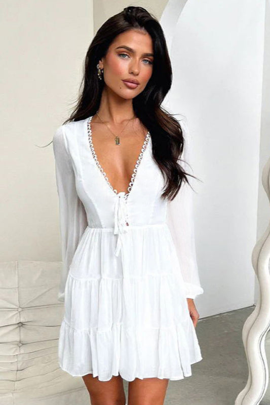V-Neck Lace-Up Slim Fit Bodycon Party Dress image 10