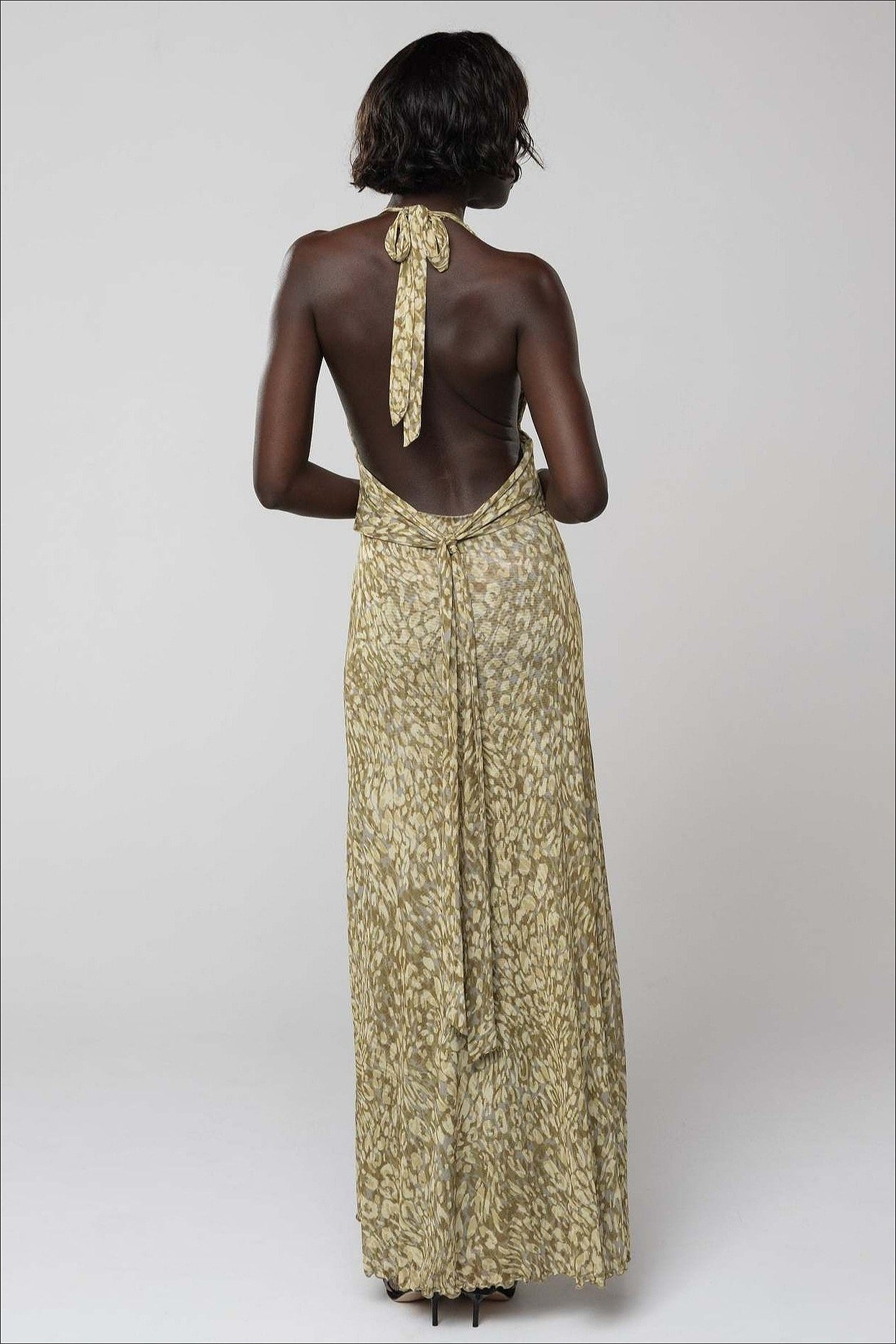 Halter Backless Printed Slim Maxi Dress image 8