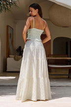 Elegant Jacquard Waist-Cinching Side Slit Skirt image 4