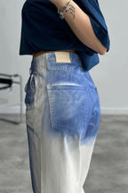 High Waist Printed Dyed Straight Jean image 4