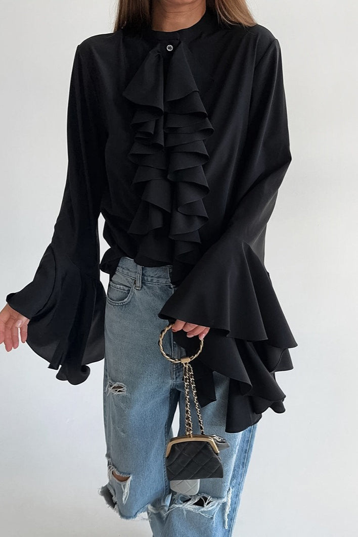 Elegant Ruffle Trim Button Blouse image 14