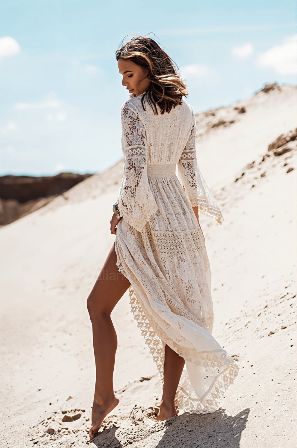 Tassel Lace Spliced Long Boho Dress image 6