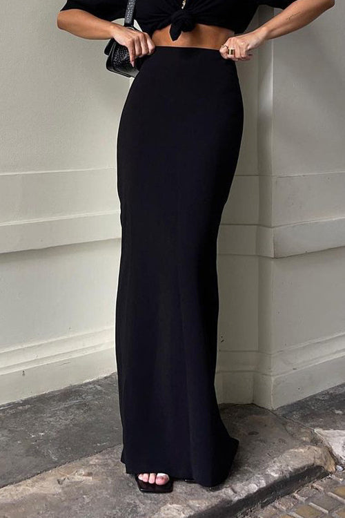 Slim Fit Black Long Pencil Skirt image 1