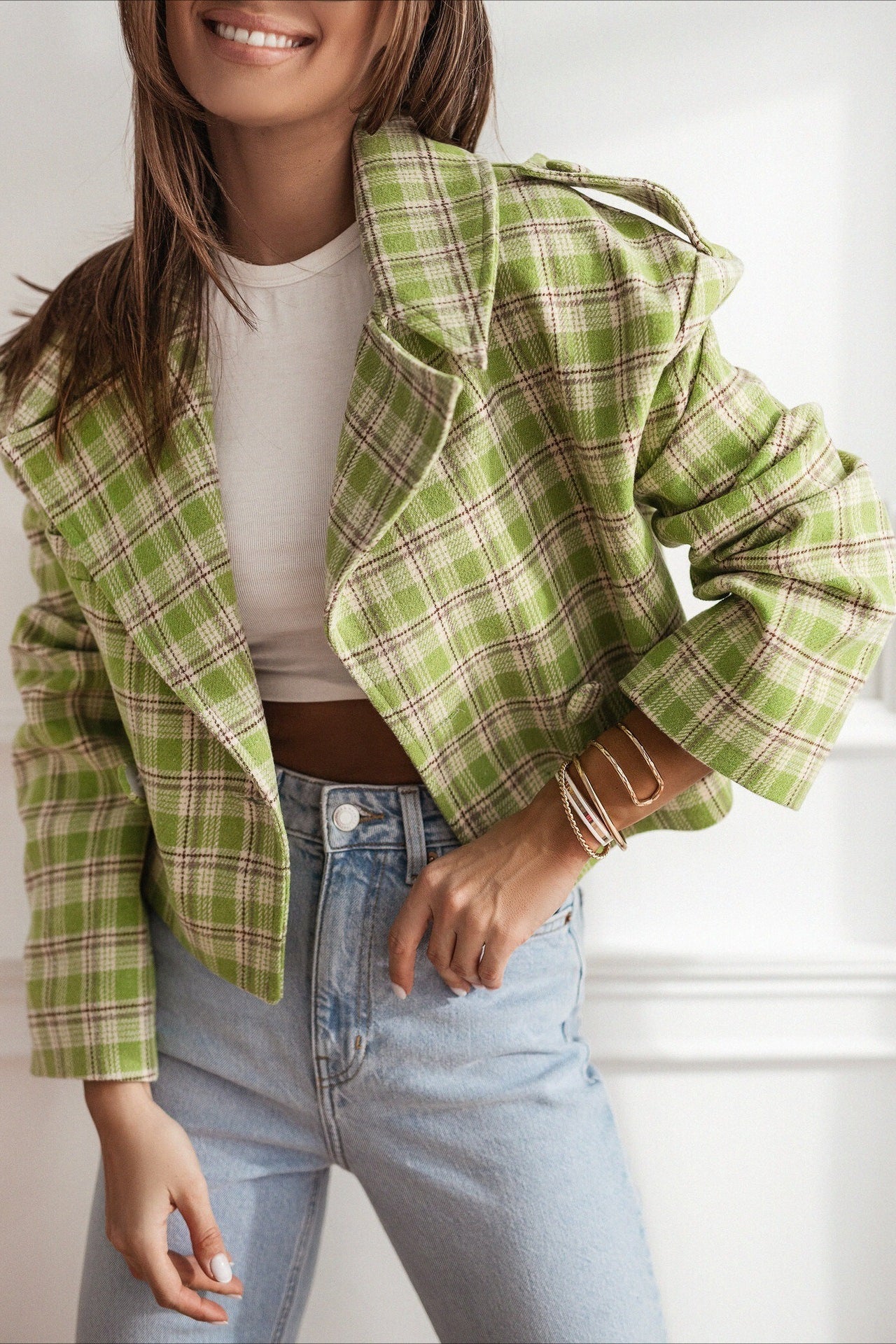 Plaid Wool Blend Blazer Coat image 1