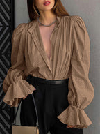 Jacquard Puff Sleeve Blouse image 4