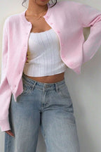 Lightweight Round Neck Button Cardigan image 6