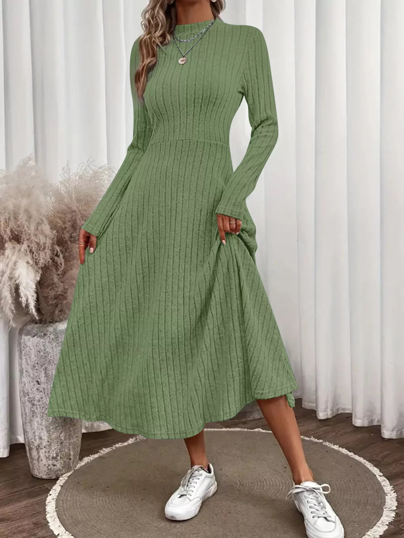 Renee Knit Midi Dress detail view styled for Avrienne