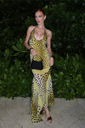 Sexy U Neck Backless Animal Print Maxi Dress image 1