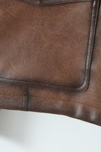 Brown Vintage Faux Leather Coat image 7