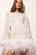 Backless Sequin Feather Mini Dress image 1