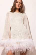 Backless Sequin Feather Mini Dress image 1